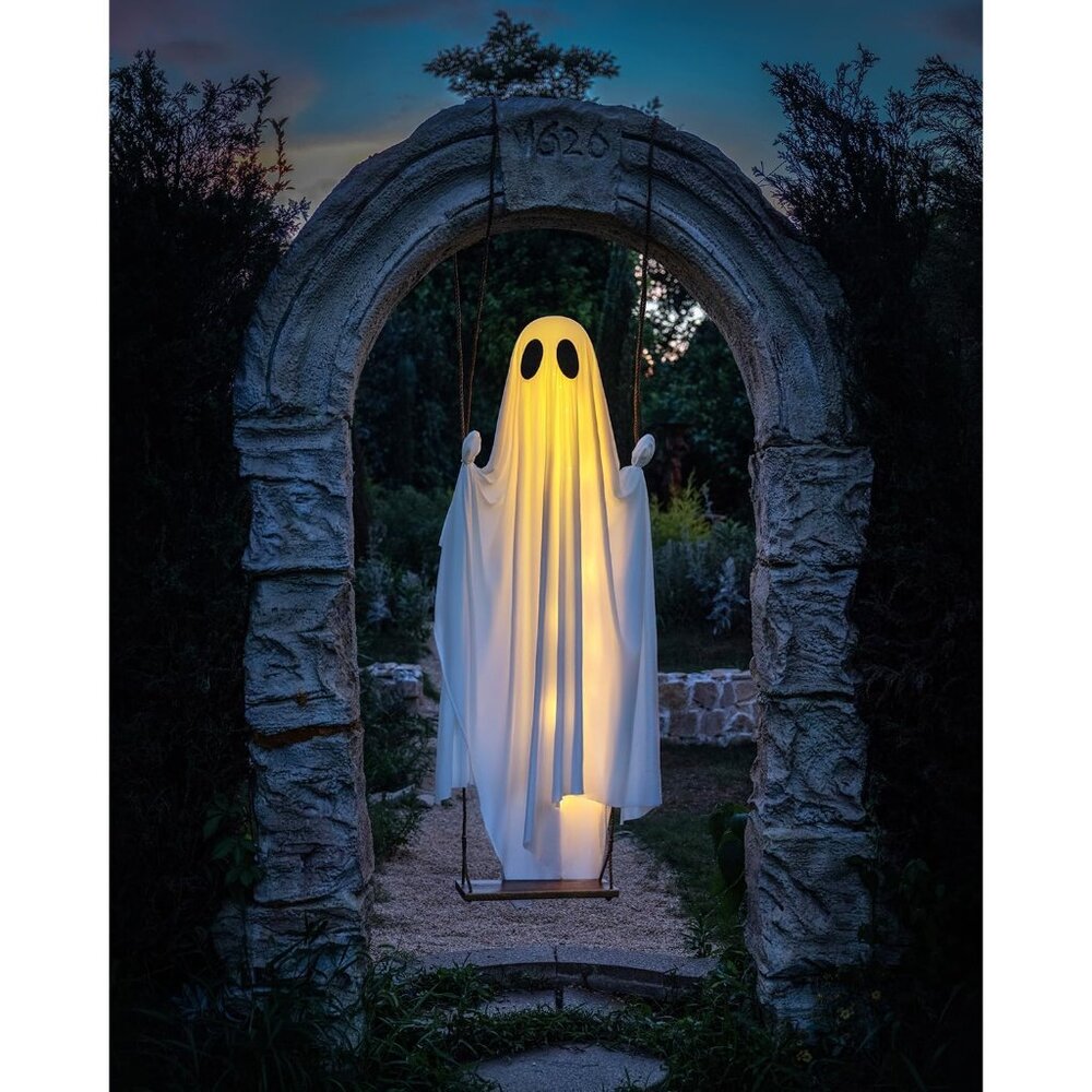 Halloween Decorations Outdoor - 5 FT Large Hanging Swing Ghost Halloween Decor w - Picture 5 of 8
